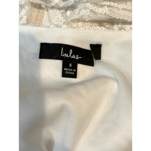 Lulus Madina White Sequin One-Shoulder Bodycon Mini Dress – Size Small - Picture 11 of 13